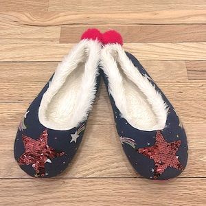 Joules size 13/1 suede-soled shearling-lined galaxy design sequined slippers